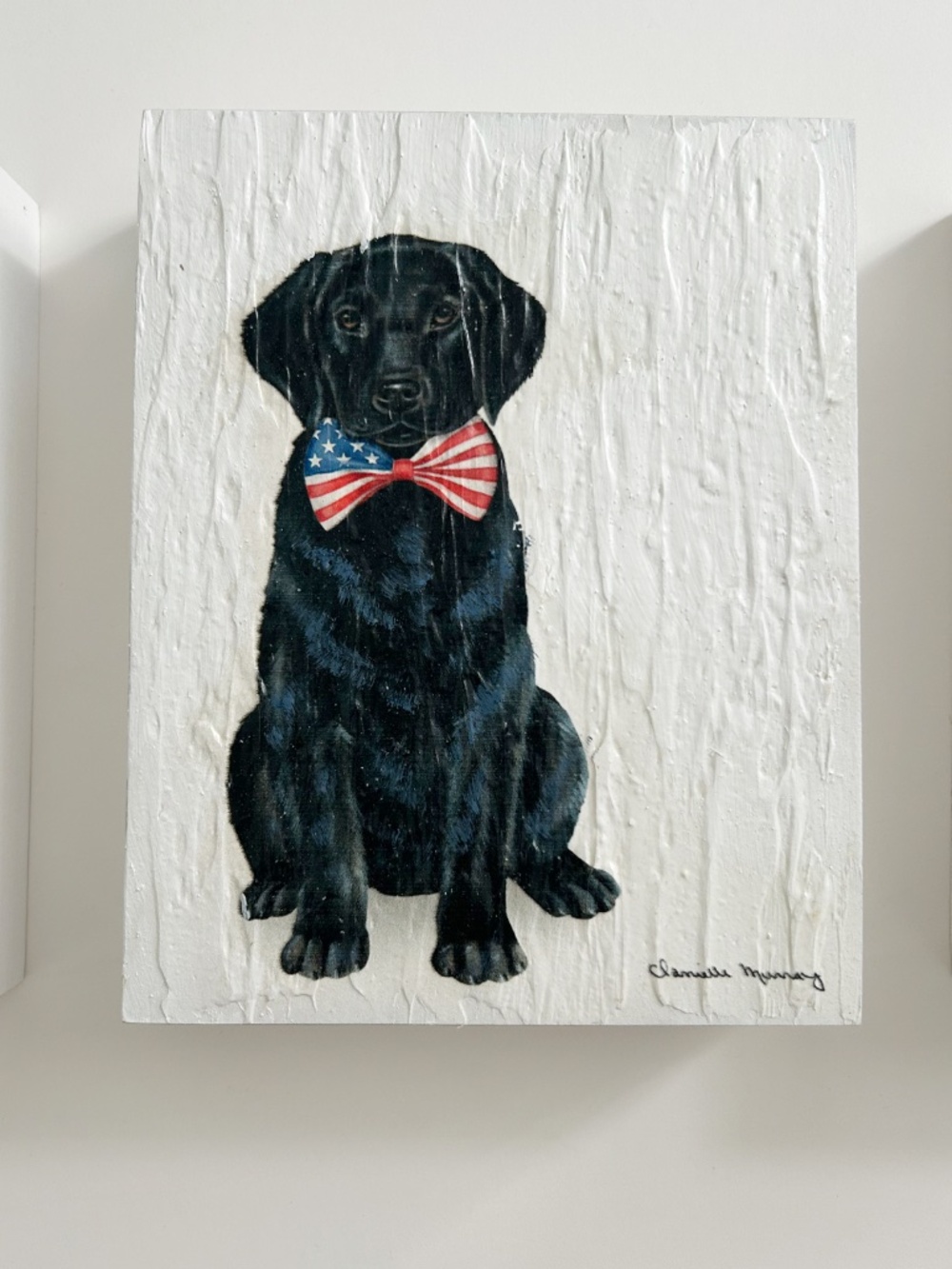 Black Lab - Home decor Patriotic Dog Wood Wall Block